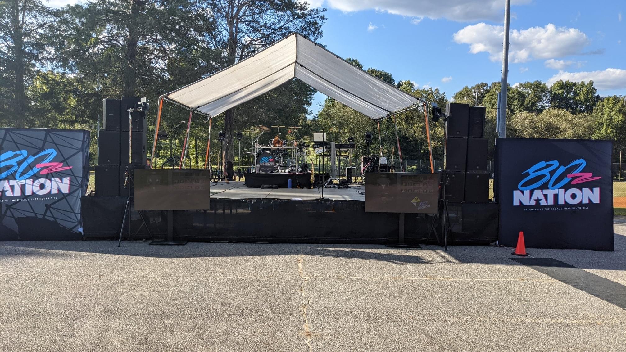 Outdoor 80z Nation stage with Walden Sound PA system
