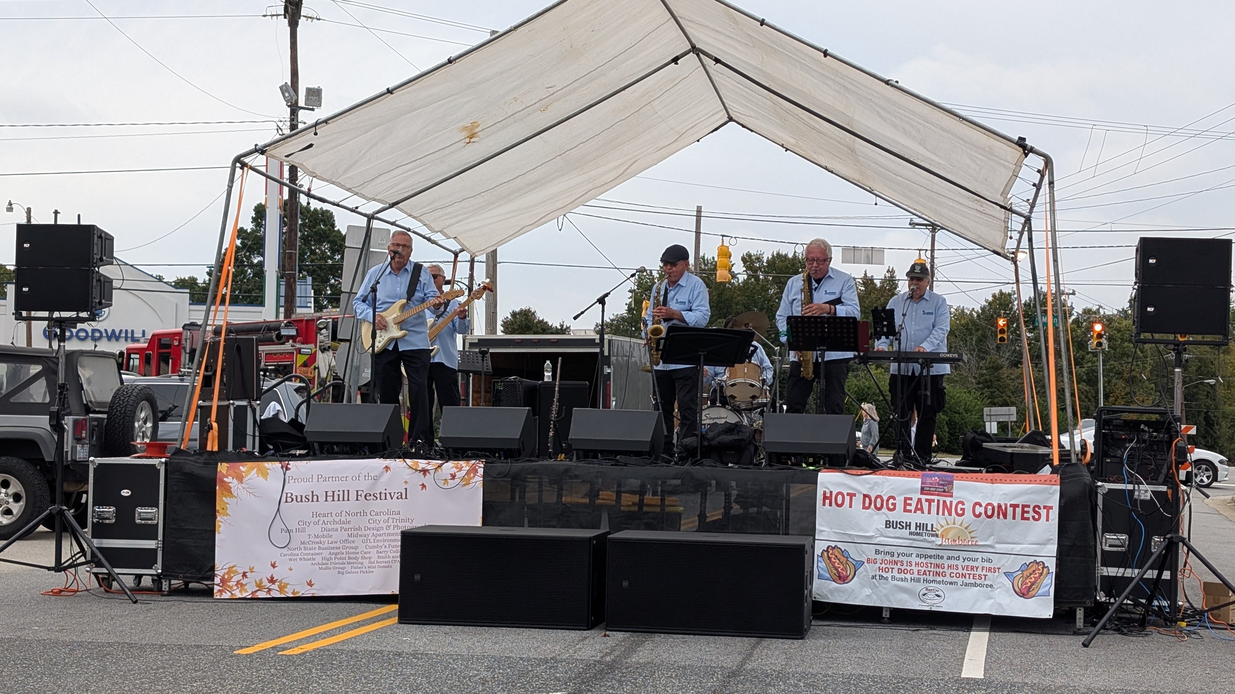 Bush Hill Festival band stage with PA system