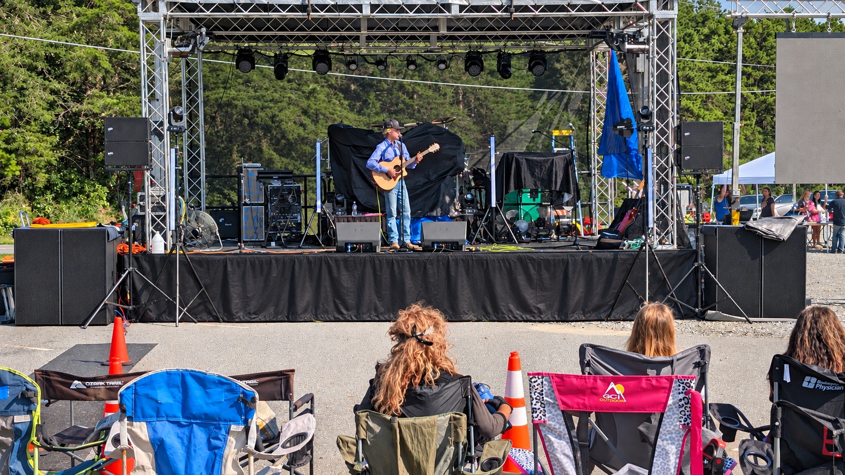 Outdoor live music stage with sound system
